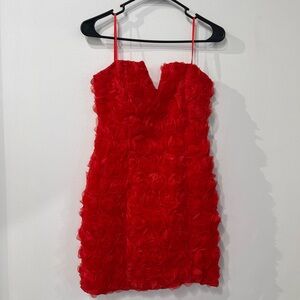 red rose pattern strapless mini dress